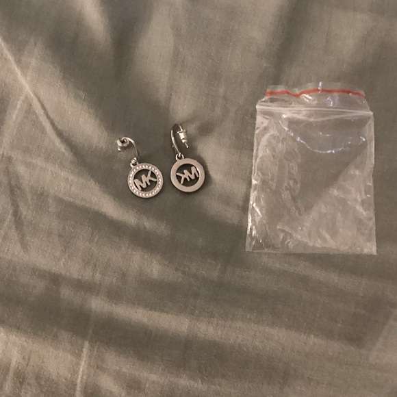 Michael Kors Jewelry - Michael Kors Silver Logo Circle Dangle Earrings